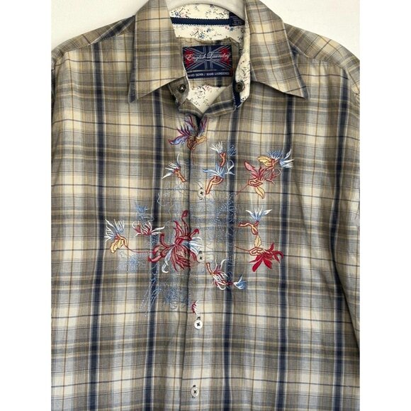 English Laundry Women's Plaid Embroidered Long Sleeve Button Shirt - Sz M - Picture 3 of 6